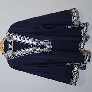 Nexx Woman Navy Embroidered Tunic Top Plus Size 3X Nautical Coastal